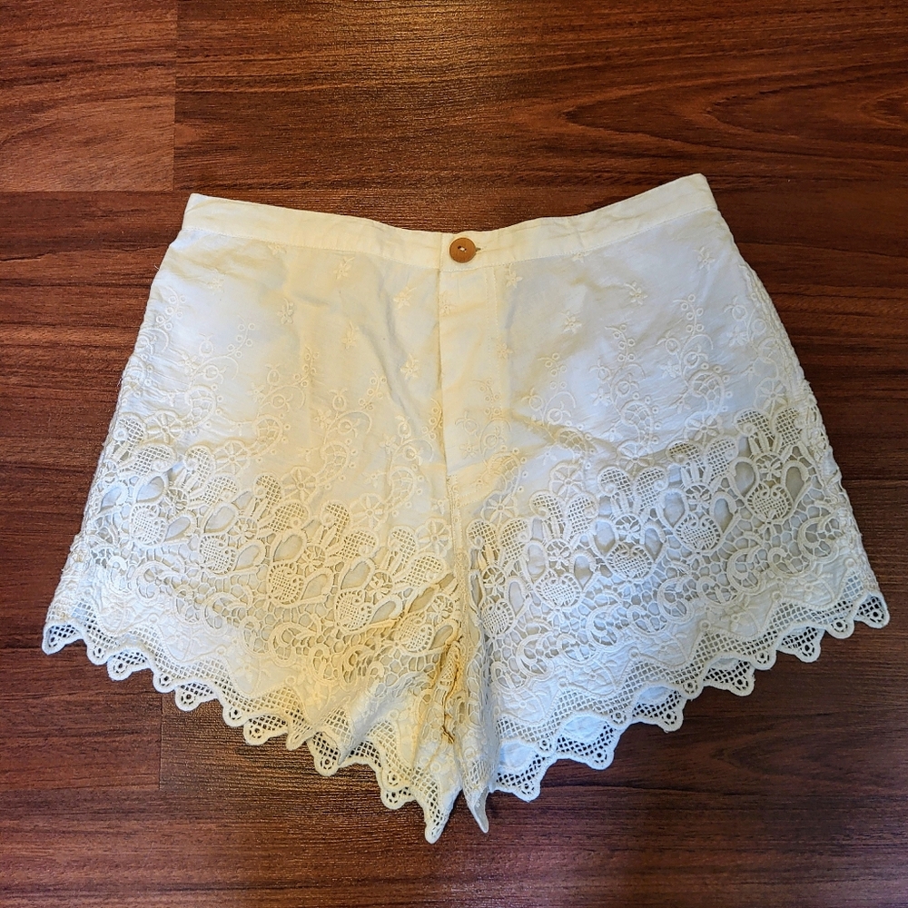 Free People FP One Aimee Embroidered Shorts in Ivory Size Small